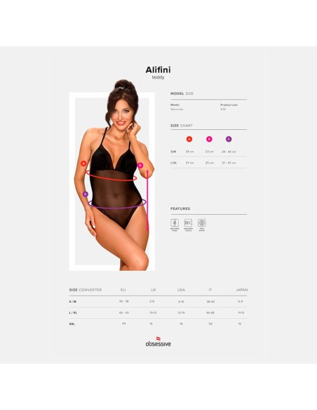 Body De Malla Transparente Negro Alifini