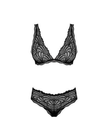 Conjunto de Sujetador De Encaje 2 Piezas Negro Sweetia