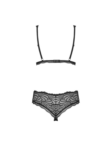 Conjunto de Sujetador De Encaje 2 Piezas Negro Sweetia