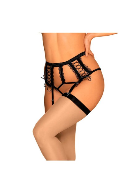 Liguero y Tanga Negro Bravelle