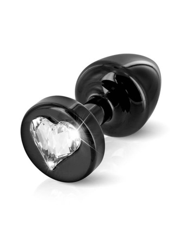 Plug Anal Corazon Mediano Plateado con Cristal de Swaroski