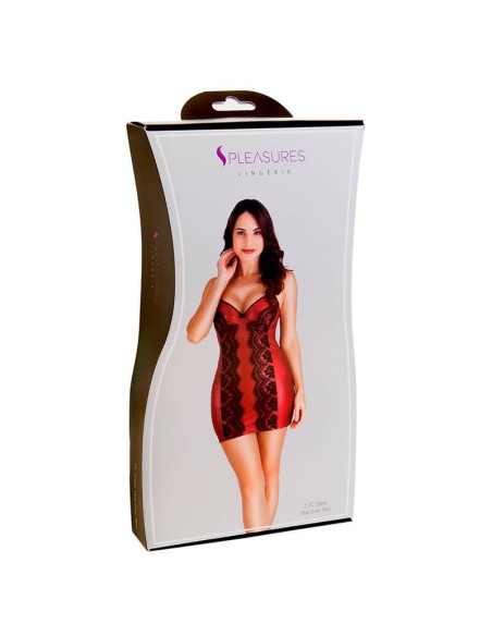 Vestido De Encaje Corto Floral Rojo