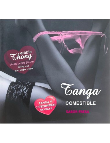 Lenceria Comestible Mujer de Oblea Fresa - Tanga y Pezoneras