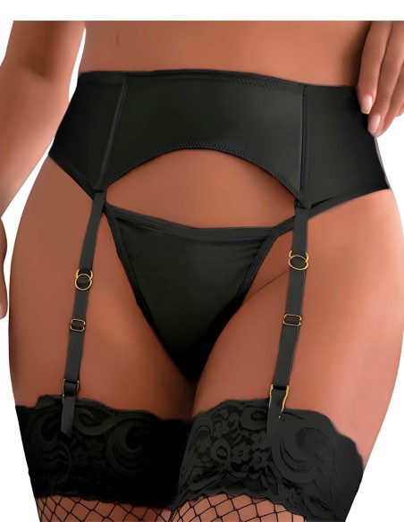 Liguero Negro Con Tanga Tessy