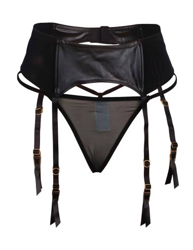 Liguero Negro Con Tanga Tessy