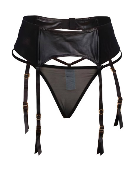 Liguero Negro Con Tanga Tessy