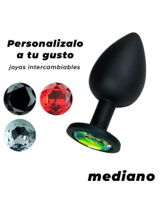 Plug Anal Mediano con 4 Joyas Intercambiables