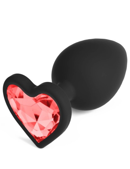 Plug Anal Grande Corazón con 4 Joyas Intercambiables
