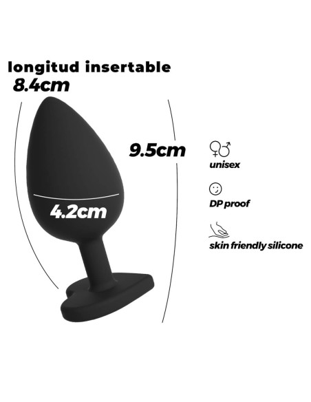 Plug Anal Grande Corazón con 4 Joyas Intercambiables