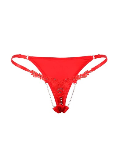 Tanga De Encaje Rojo Con Brillantes Sophie