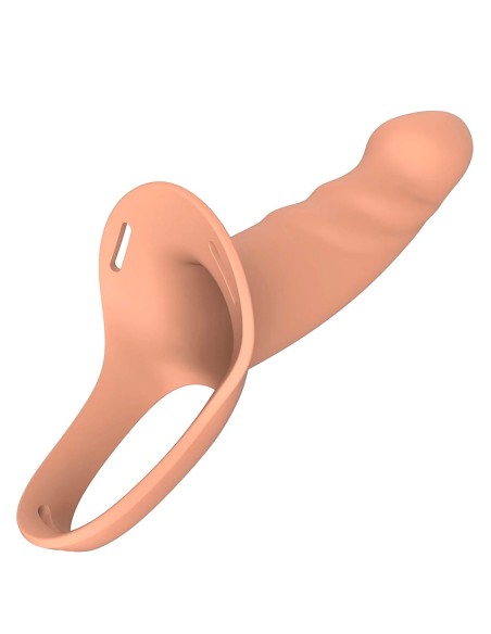 arnés strap-on con dildo hueco de silicona firme y flexible