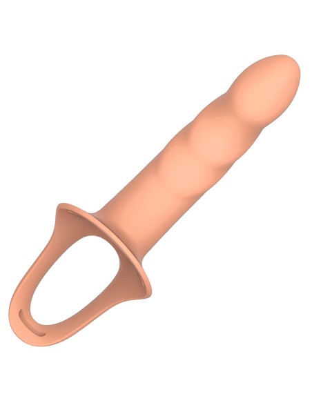 arnés strap-on con dildo hueco de silicona firme y flexible