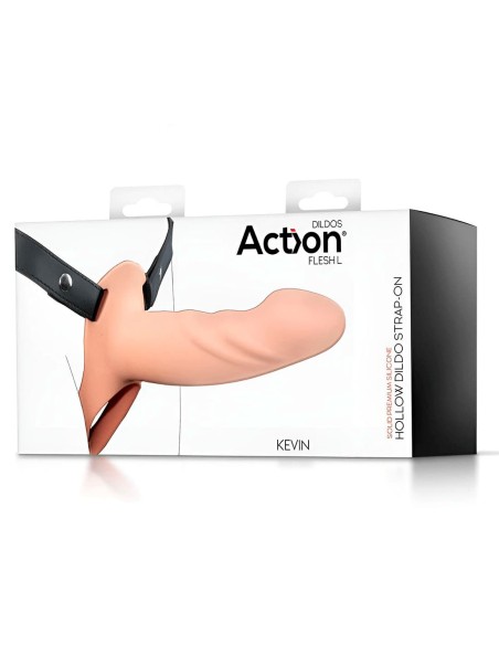 arnés strap-on con dildo hueco de silicona firme y flexible