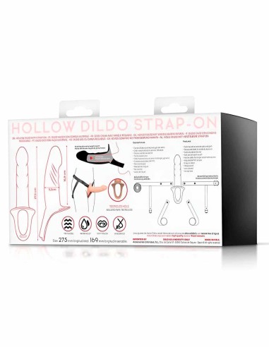 arnés strap-on con dildo hueco de silicona firme y flexible