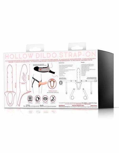 arnés strap-on con dildo hueco de silicona firme y flexible