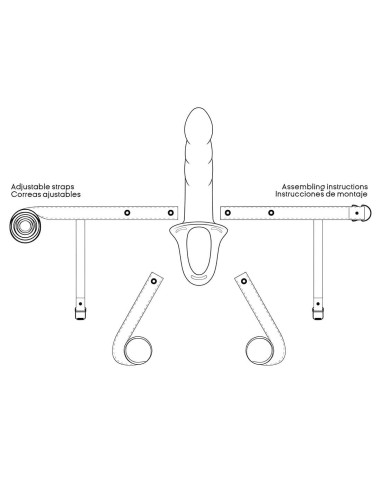 arnés strap-on con dildo hueco de silicona firme y flexible