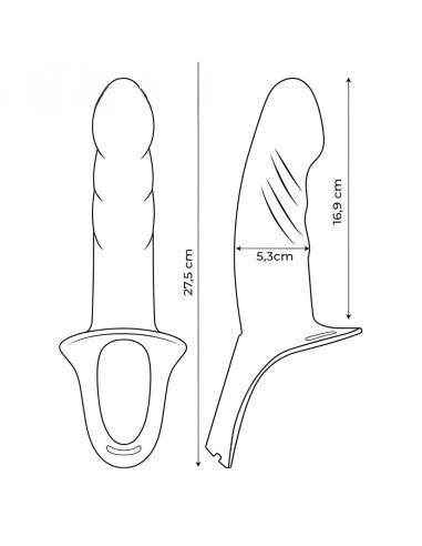arnés strap-on con dildo hueco de silicona firme y flexible