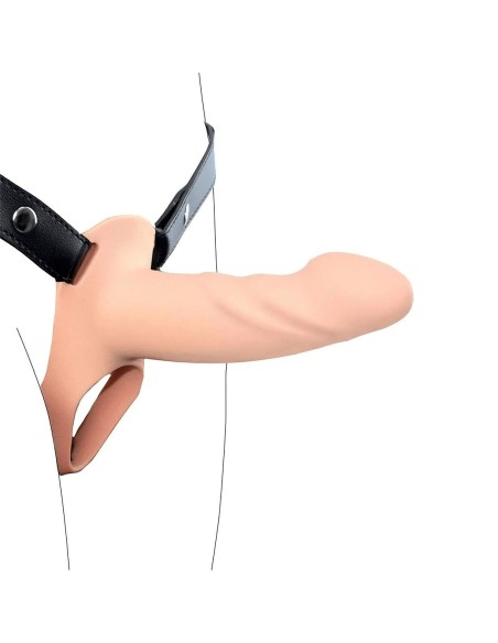 Arnés unisex con dildo hueco y punta sólida silicona premium talla s