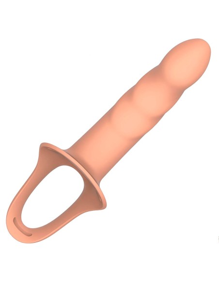 Arnés unisex con dildo hueco y punta sólida silicona premium talla s
