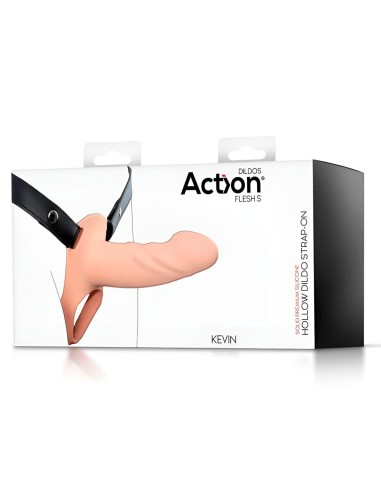 Arnés unisex con dildo hueco y punta sólida silicona premium talla s