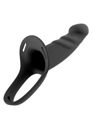 arnés con dildo hueco de silicona premium talla l negro para uso unisex