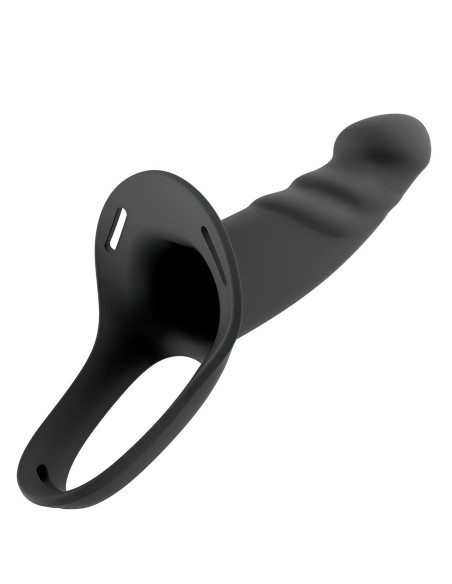 arnés con dildo hueco de silicona premium talla l negro para uso unisex