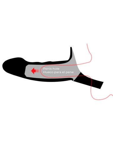 arnés con dildo hueco de silicona premium talla l negro para uso unisex