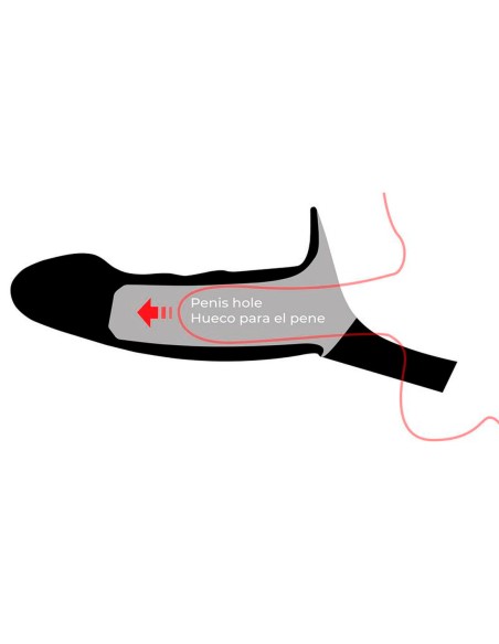 arnés con dildo hueco de silicona premium talla l negro para uso unisex