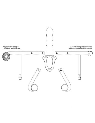 arnés con dildo hueco de silicona premium talla l negro para uso unisex