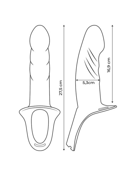 arnés con dildo hueco de silicona premium talla l negro para uso unisex