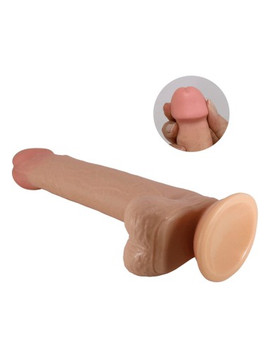 Dildo realista Tim extra grande beige con ventosa y testículos, ideal para penetración vaginal y anal.