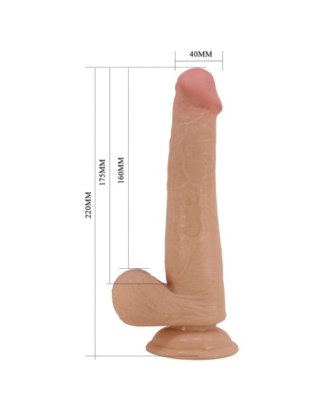 Dildo realista Tim extra grande beige con ventosa y testículos, ideal para penetración vaginal y anal.