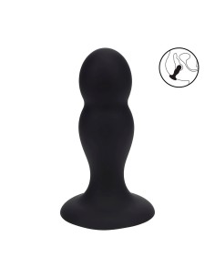 Plug anal de silicona Double Rattle negro con doble bulbo y sonajero interno.