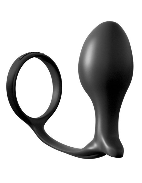 Plug Anal Negro Con Anillo Para El Pene