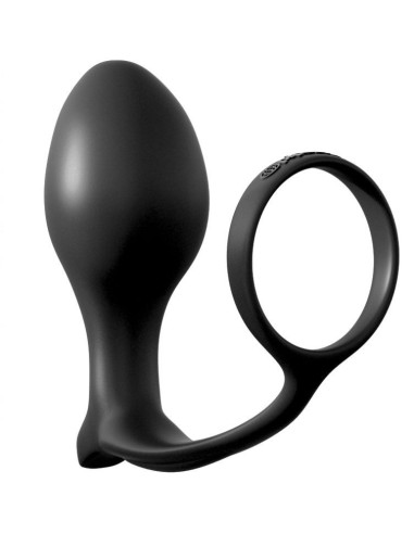 Plug Anal Negro Con Anillo Para El Pene