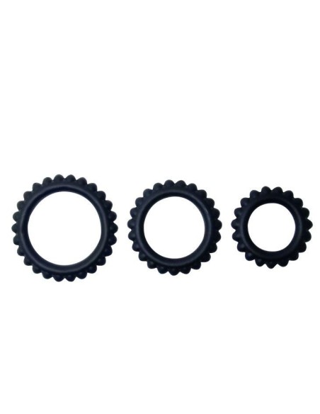 BAILE TITAN SET 3PCS COCK RING BLACK 2.8 + 2.4 + 1.9 CM