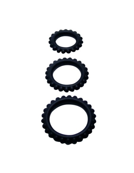 BAILE TITAN SET 3PCS COCK RING BLACK 2.8 + 2.4 + 1.9 CM