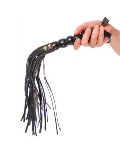 Latigo Beaded Cat-o-Nine Negro