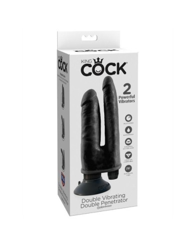 KING COCK PENE DOBLE CON VIBRADOR NEGRO