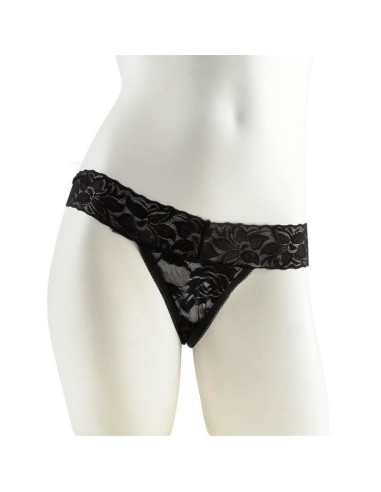 Tanga De Encaje Negro Con Vibrador