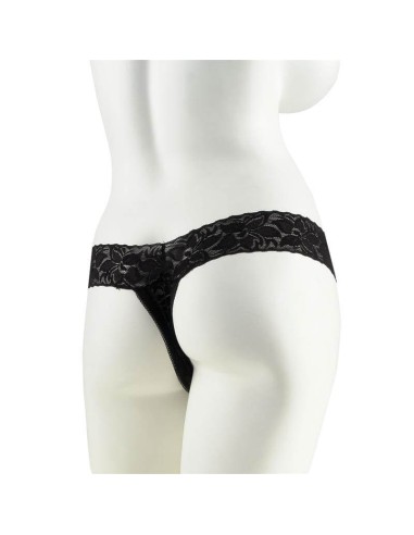 Tanga De Encaje Negro Con Vibrador