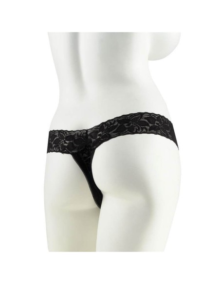 Tanga De Encaje Negro Con Vibrador