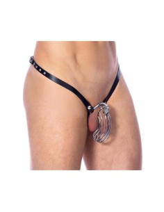 Cinturón De Castidad Cuero Con Jaula Metálica