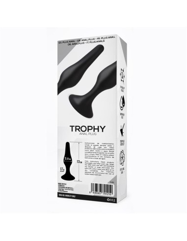 Trophy Plug Anal Silicona Negro 13 cm Tardenoche