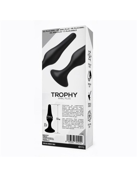 Trophy Plug Anal Silicona Negro 13 cm Tardenoche